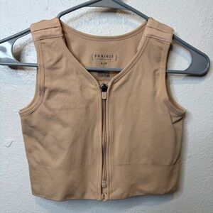 Prairie Compression Zip Front Bra Recovery Post Surgery Size Small Wheat Beige